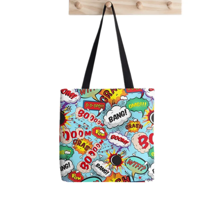 

Women shopper bag Comic blue Printed Kawaii Bag Harajuku Shopping Canvas Shopper Bag girl handbag Tote Shoulder Lady Bag
