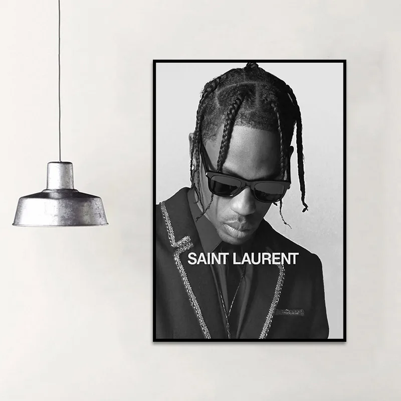 

Black White Travis Scott Music Star Painting Canvas Rap Hip Hop Rapper Fashion Model Art Poster Wall Home Decor Cuadros Picture