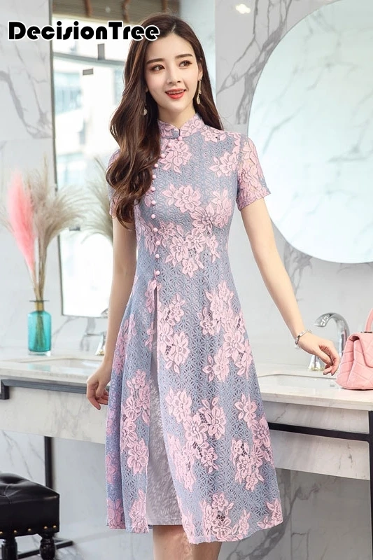 Традиционное китайское платье цвета шампанского, qipao, женские вечерние платья, flok cheongsam, женские короткие кружевные вечерние платья qipao