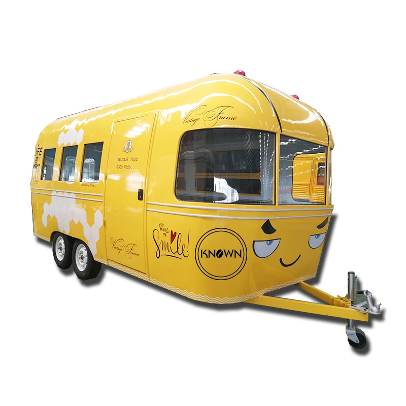 

5m length street vending cart ice cream trucks bakery food cart trailer crepe kiosk for sale