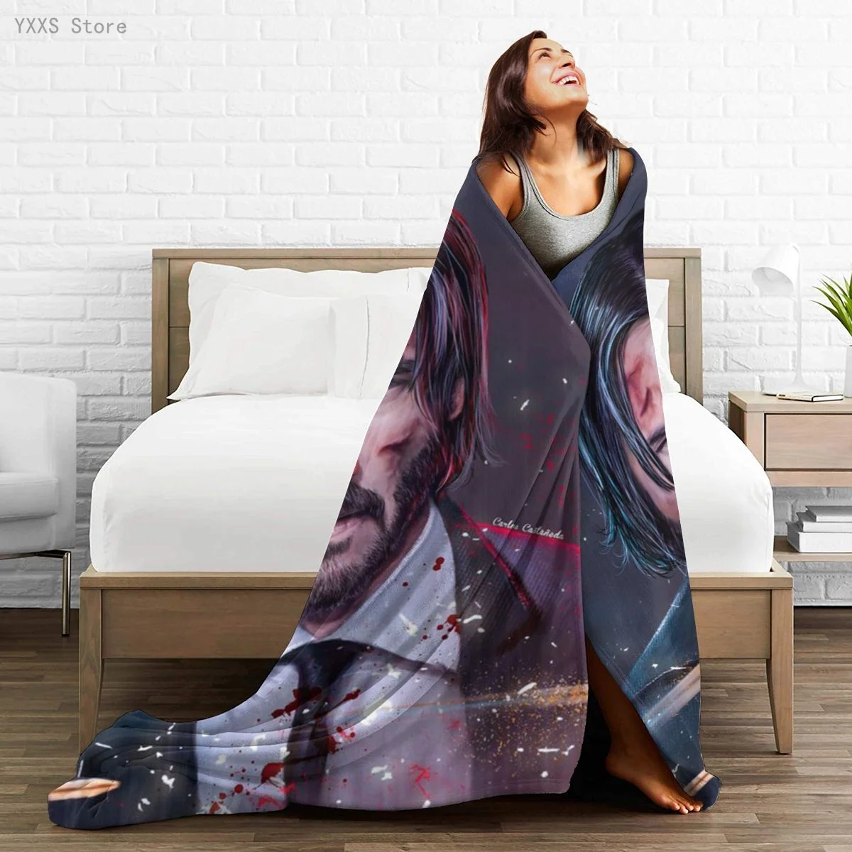 

John Wick Blanket, Throw Flannel Blanket,Fuzz Warm Throws,Sherpa Fleece Throw Blankets for Traveling Camping Home Bedding