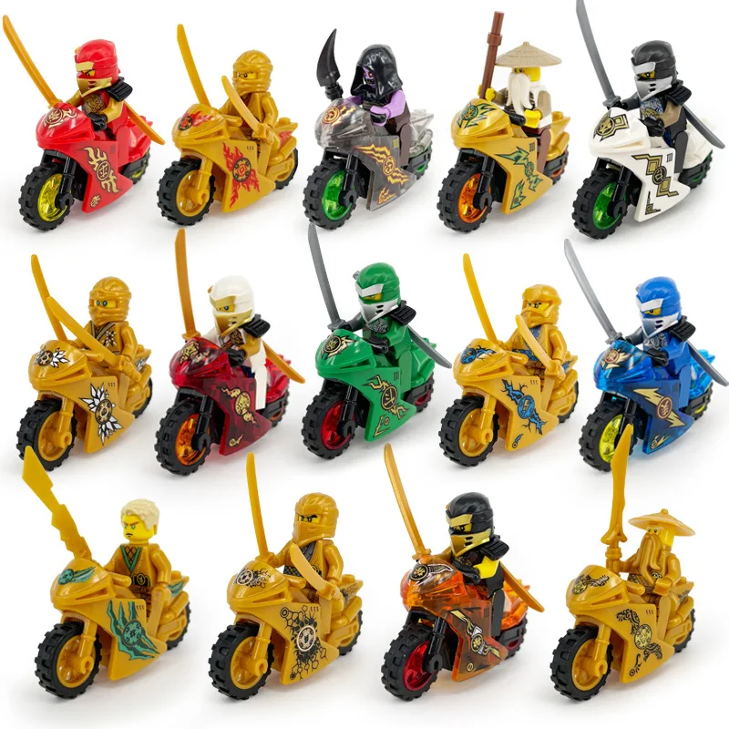 14PCS/SET DIY Motorcycle Ninja Team Building Blocks Kit Bricks Set Classic Mini Movie Figures Model Kid Toys For Children | Игрушки и