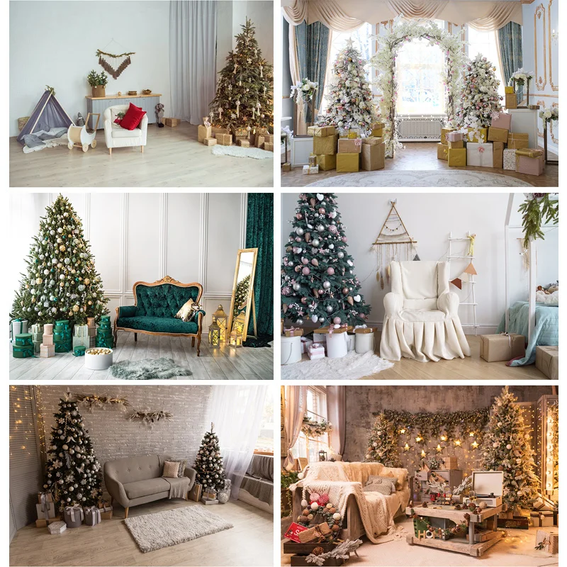 

Christmas Theme Photography Background Christmas Tree Fireplace Children Portrait Backdrops For Photo Studio Props 21526 JPT-35