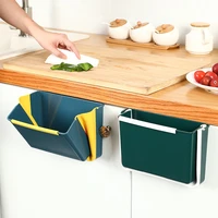 garbage bin trash small car mini collapsable folding hanging trash can for kitchen cabinet door plastic
