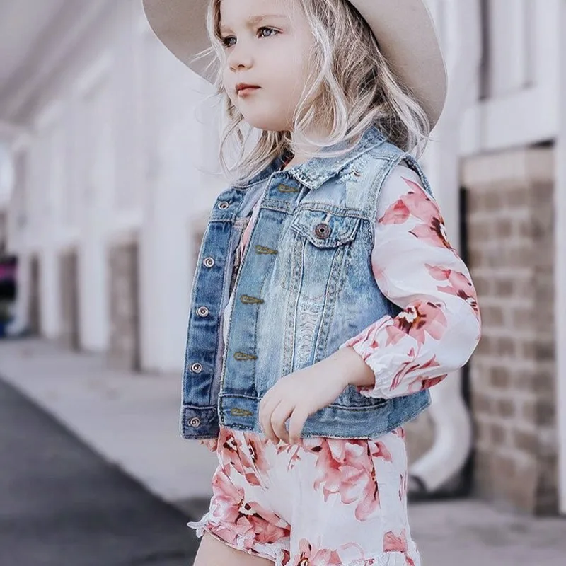 Новый Осенняя Детская куртка для девочек рваные джинсы с дырами детей Джинсовое