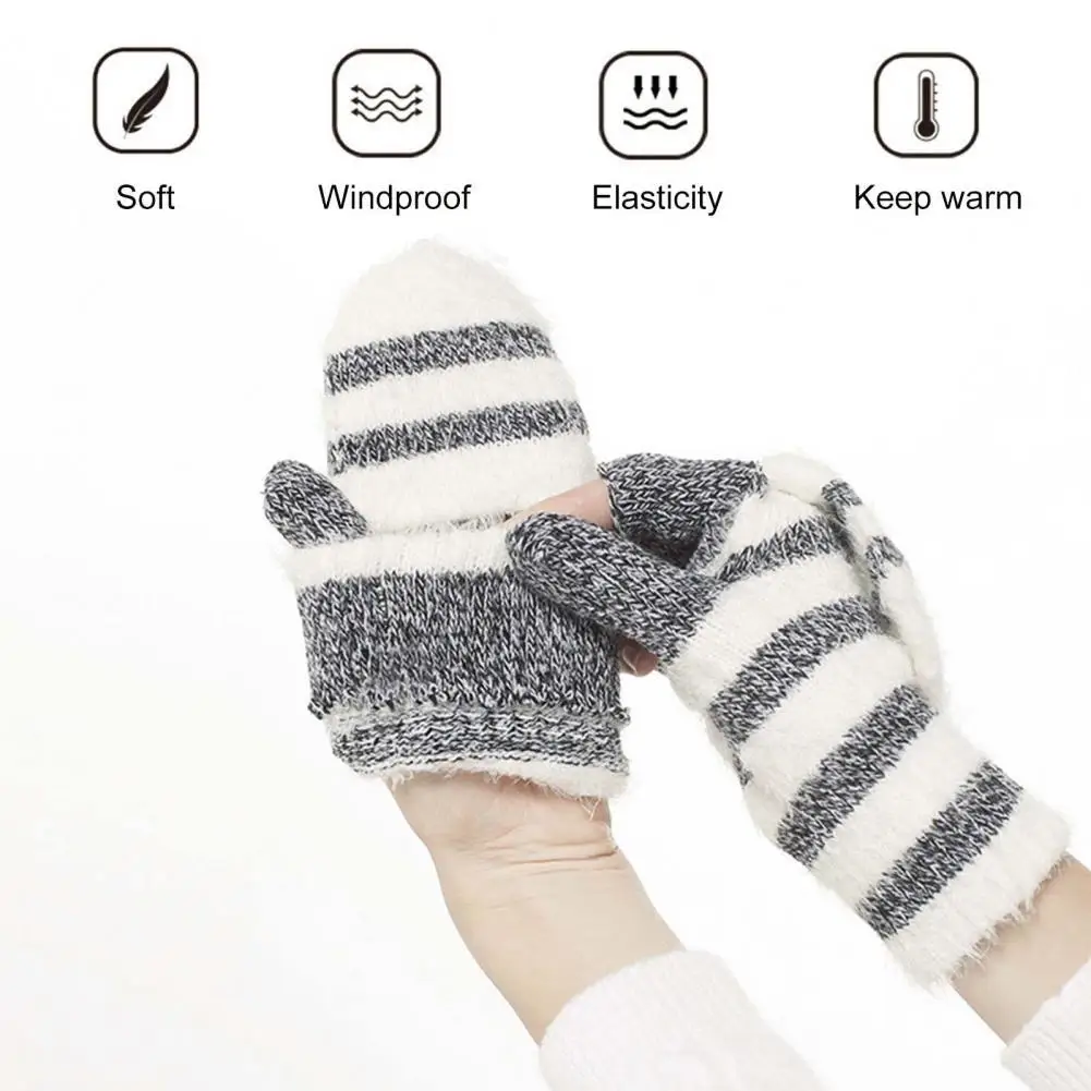 

1 Pair Flip Gloves Super Soft Breathable Multi-function Winter Flip Top Mittens Winter Gloves for Running