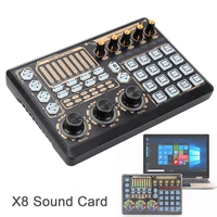 x8 external sound card live mixer sound card sound effect processor audio equipment for pc smartphone live dj studio