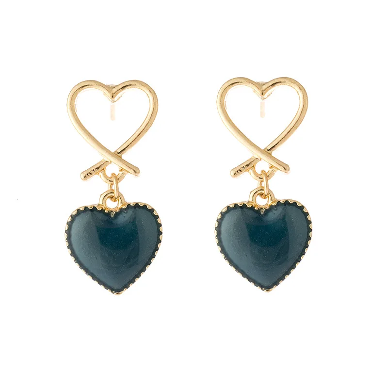 Metal melting love shape earrings fashion women wear wind drops glaze heart-shaped earrings accessories