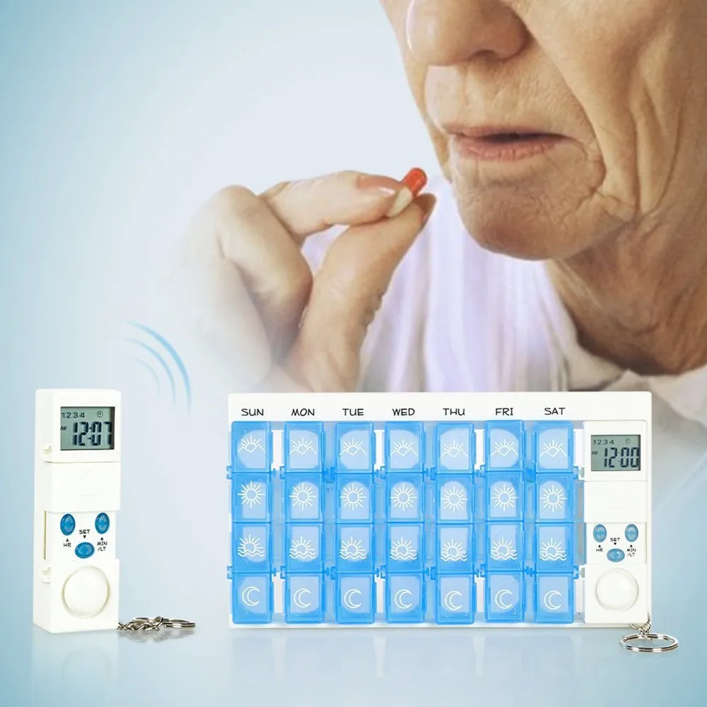 Умный Еженедельный диспенсер для таблеток с будильником прозрачная коробка AM/PM
