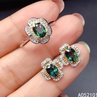kjjeaxcmy fine jewelry 925 sterling silver inlaid natural sapphire girl luxury earring ring set support test chinese style
