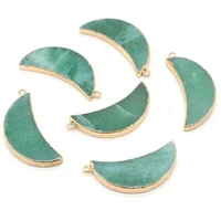 1pc natural stone pendants gold plated green aventurines charms for jewelry making diy women necklace earrings gifts