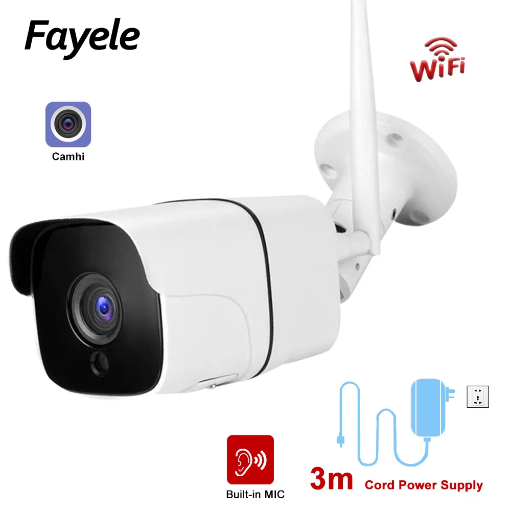 2MP IP66 наружная цилиндрическая камера Camhi Wifi 1080P ONVIF Беспроводная Проводная ip-камера SD 128G максимальная длина 3 м шнур питания аудио мониторинг