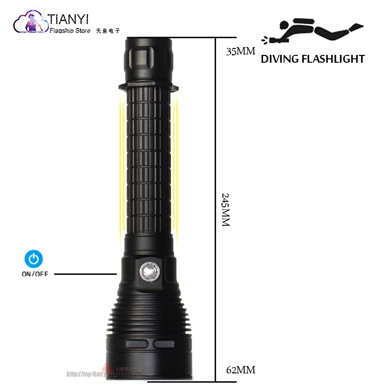 Фонарик для дайвинга с подсветкой лм светодисветодиодный SST40 можно перезаряжать