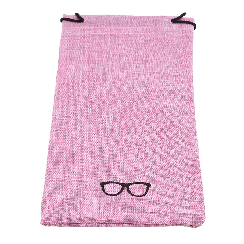 Pink glasses bag Модные очки коробка портативный Чехол для очков сумки защитный Органайзер Металл Лен дисплей сплошной цвет - Цвет: Pink glasses bag