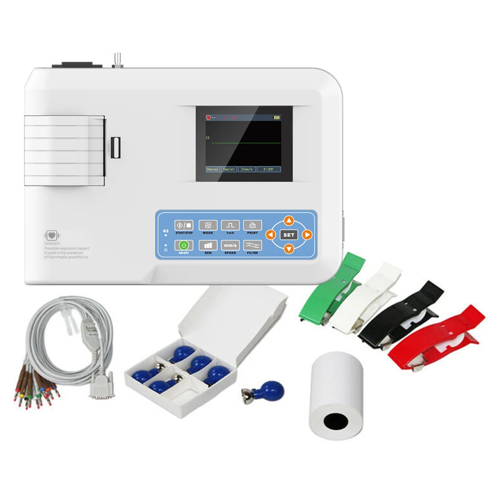 

ECG100G Single Channel Digital Elektrokardiograph ECG Machine 1-Channel 12 Lead EKG Monitor Thermal Printer PC Software