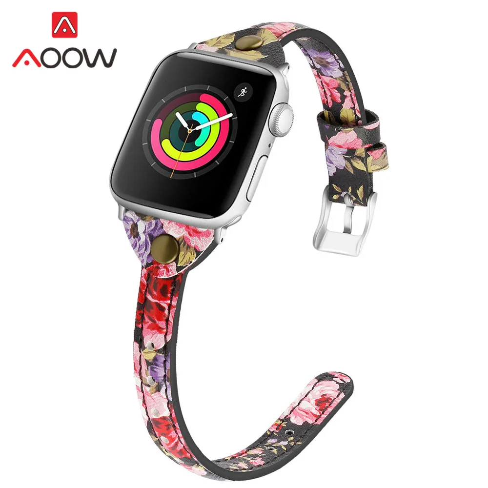 Ремешок для часов из натуральной кожи 11 цветов Apple Watch 38 мм 40 42 44 iwatch 5 4 3 2 1|Ремешки