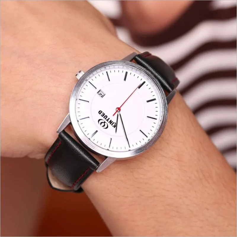 

KINYUED Men Watch Sport Leather Band Quartz Watches Male Simple Business Wristwatch Relogio Masculino For Husband Boyfriend Gift