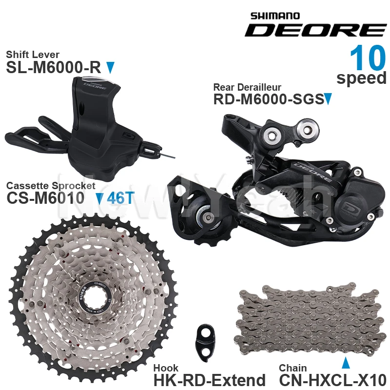 SHIMANO DEORE 10 Speed Groupset M6000 Shifter Rear derailleur and High Quality Cassette Sprocket 42T/46T/50T Chain - купить по
