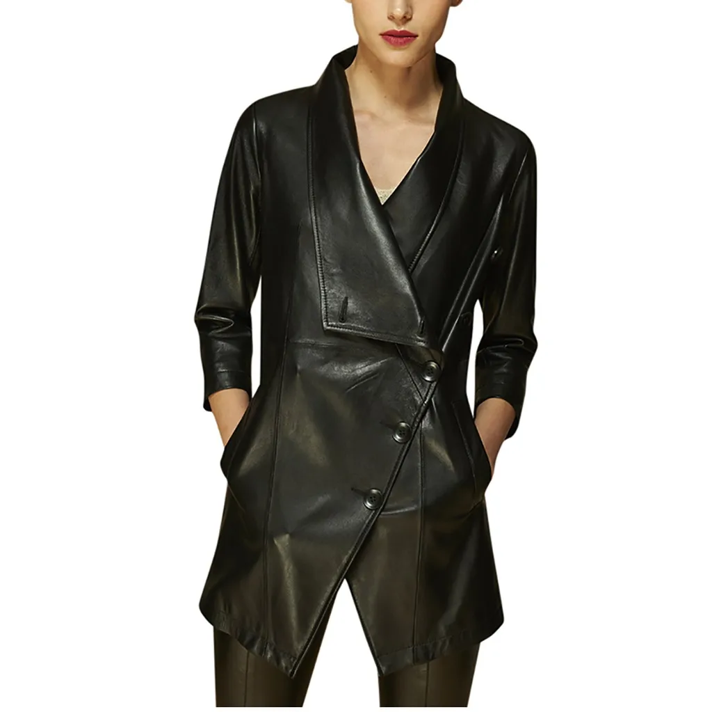 Тренчкот женский осенне зимний с V образным вырезом|Женские плащи и тренчи| |