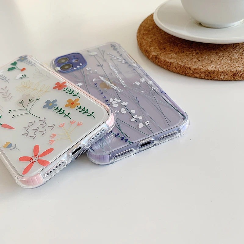 

Flower lavender Phone Case For iphone 12 11 Pro Max 7 8 plus SE X XR XS Max Soft Silicone Transparent protect back Cover coque