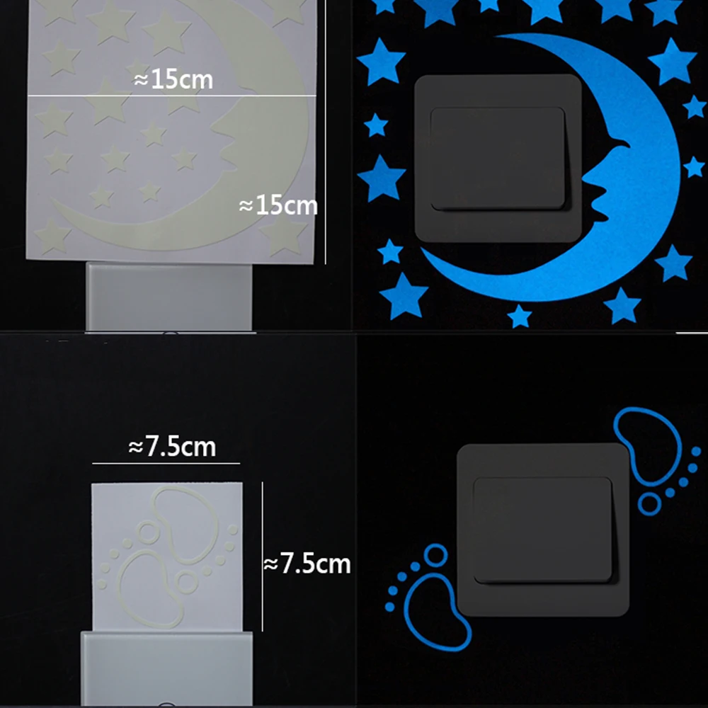1 шт. наклейка мультфильм Синий Светящиеся звезды и луна Кот Бабочка