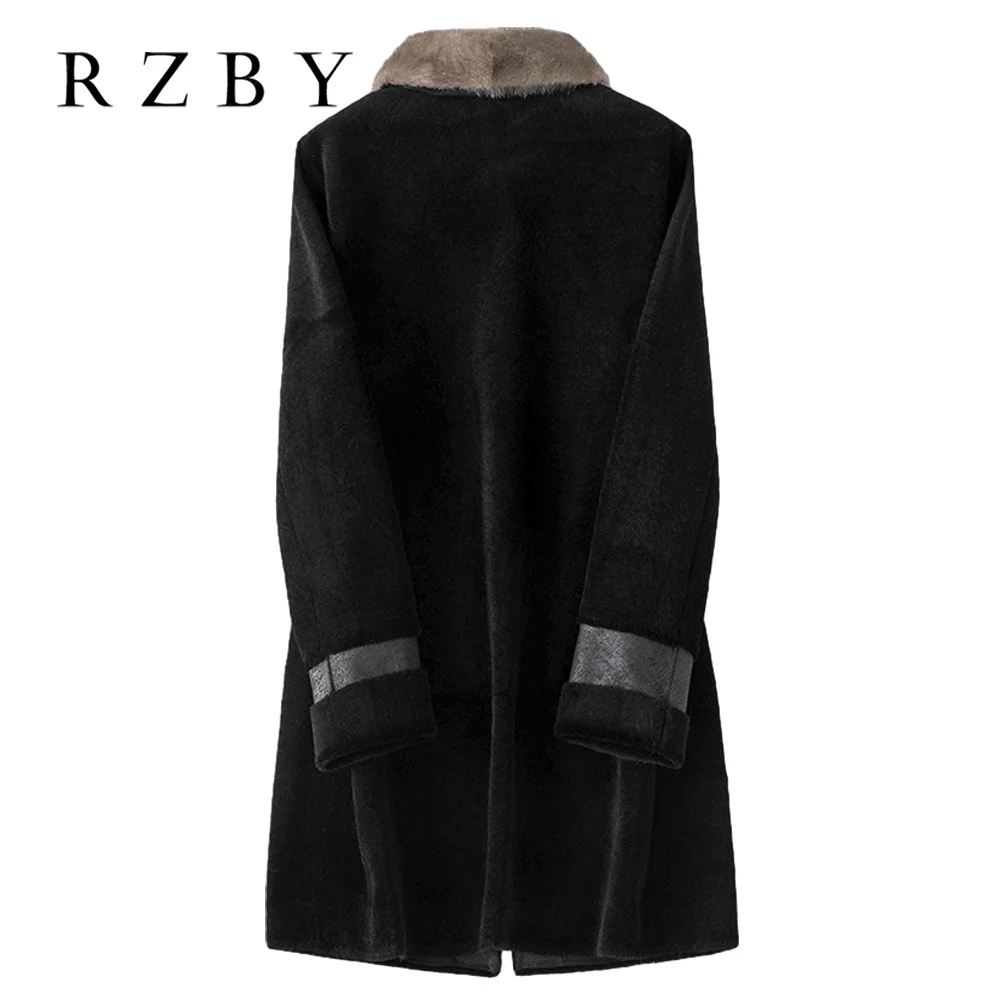 Женское кожаное пальто зимнее длинное с лисьим мехом Воротник из 2021 шерсти 100%