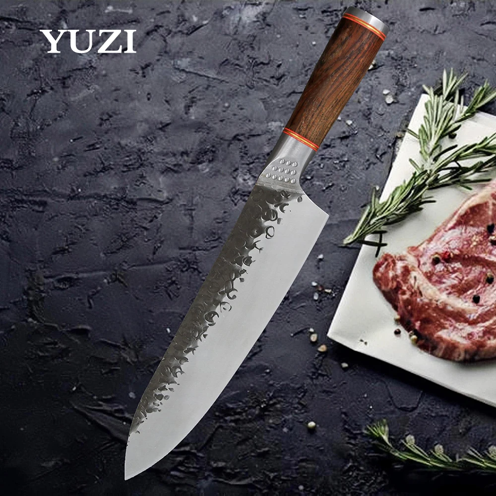 

YUZI Handmade Forged Professional Chef Knife 8 inch Stainless Steel Kitchen Knives Meat Cleaver Knife Santoku Fishing Knife