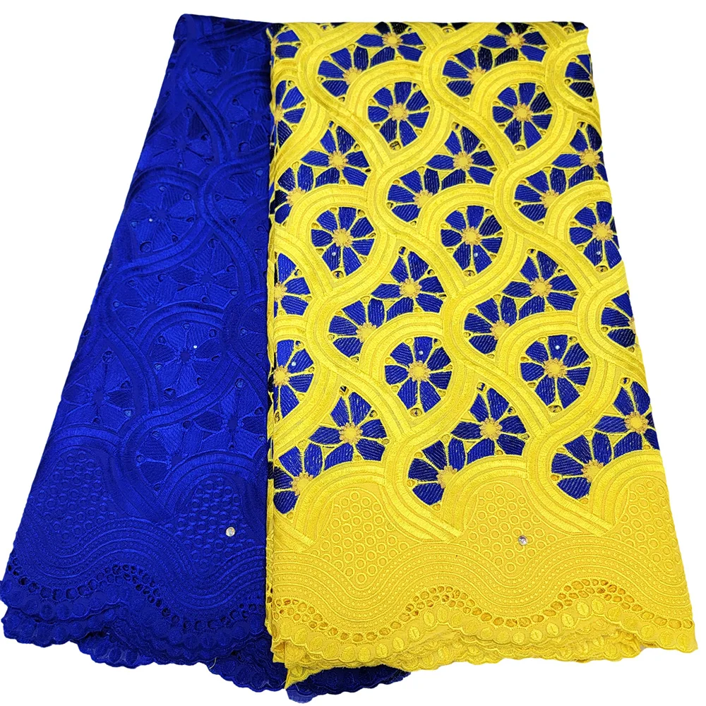 Желтая + синяя швейцарская кружевная ткань африканская вуаль кружево 2 5 ярдов