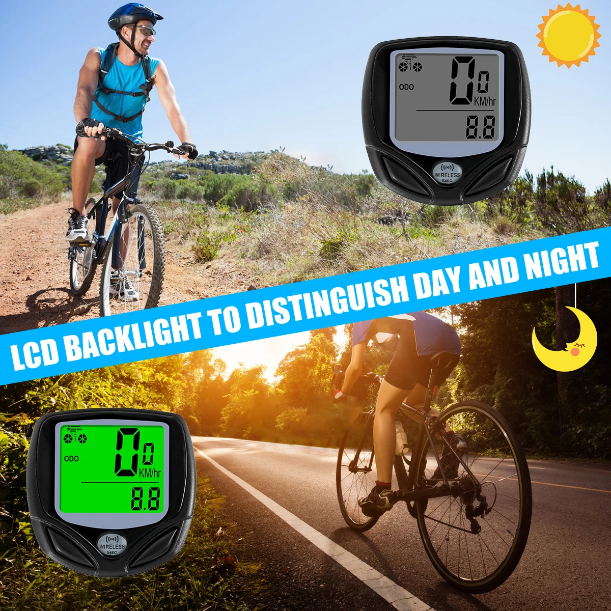 Wireless Bike Computer Speedometer Waterproof Odometer Multi-Functions Bicycle Mileage Tracker with Backlight LCD Display | Спорт и