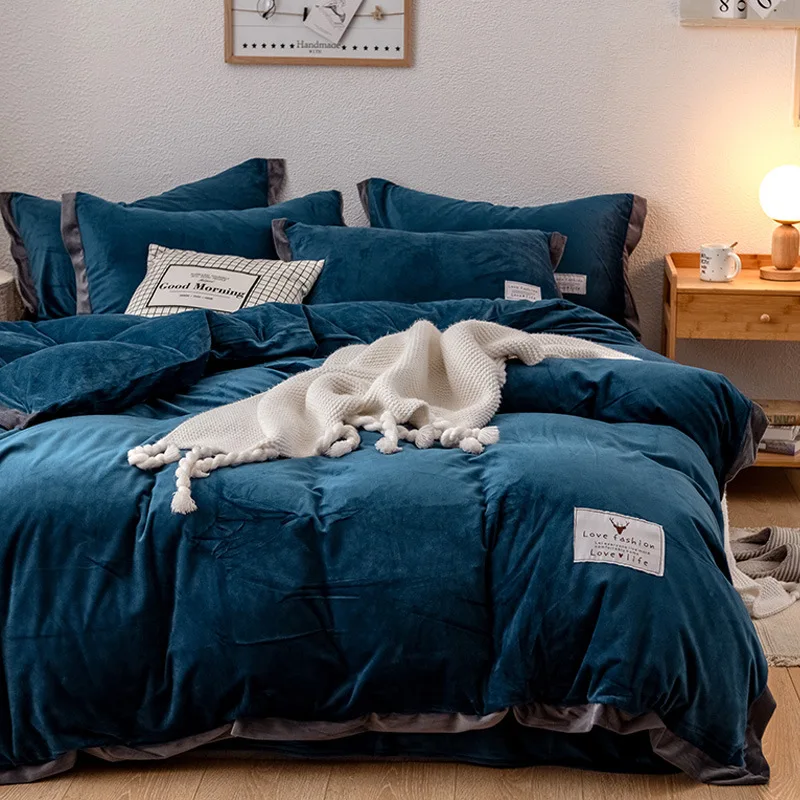 DIGYHOME, 4 шт., фланелевый Комплект постельного белья, высокое качество, коралловый флис, бархат, сплошной цвет, простыня, пододеяльник, наволочка, Комплект постельного белья