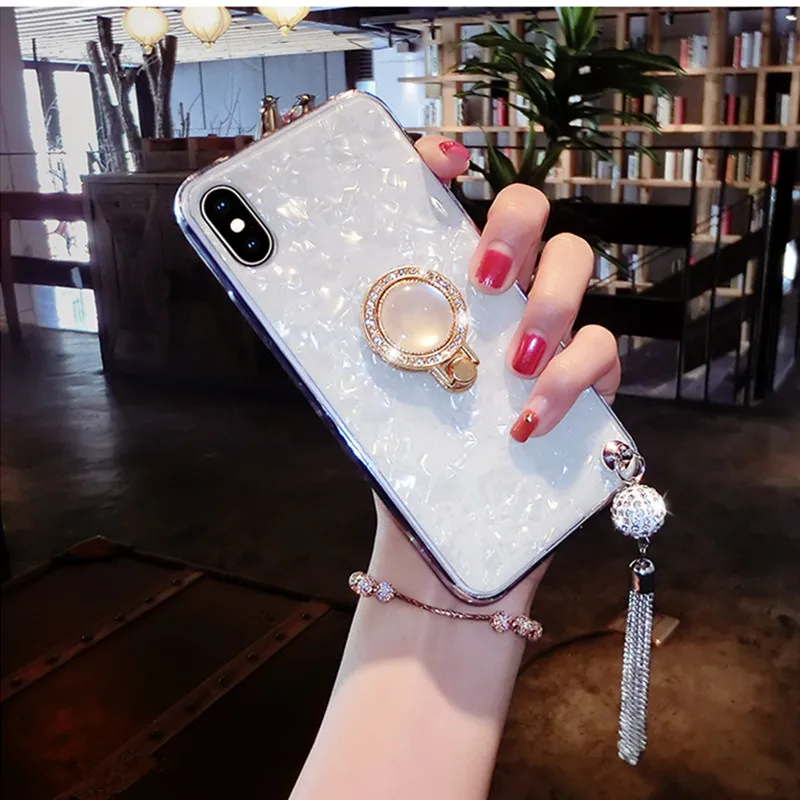 Роскошный чехол со стразами для Huawei Mate 20 Pro 20Lite 10 9 8 S 7A кольцо-держатель бахрома