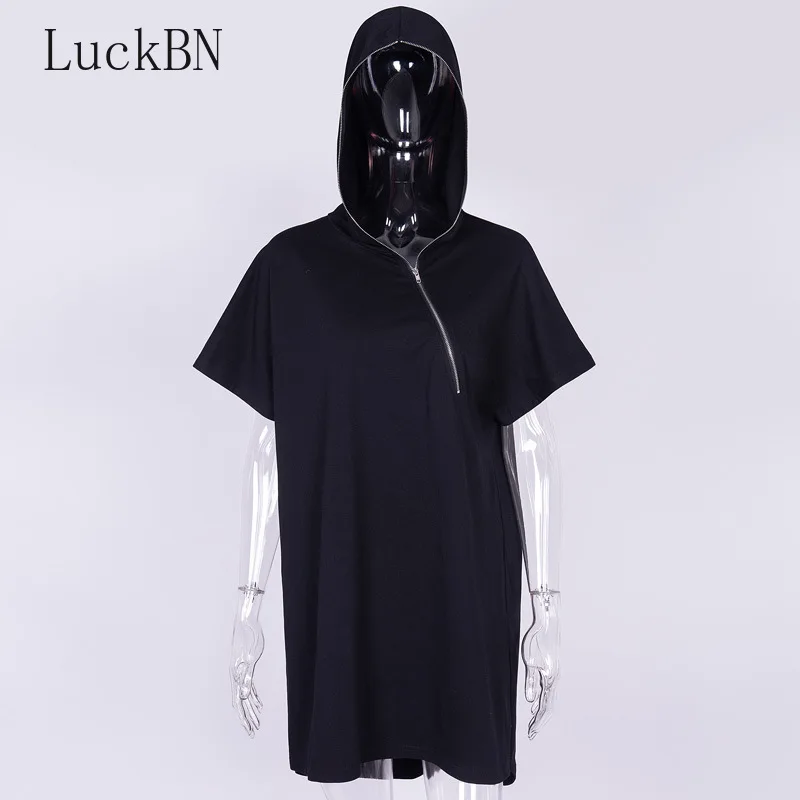 

Black Hooded Sweatshirts Gothic Streetwear Personalized Diagonal Zipper Hoodies Pullovers WOmen Sweatshirt Casual Long Hoodie