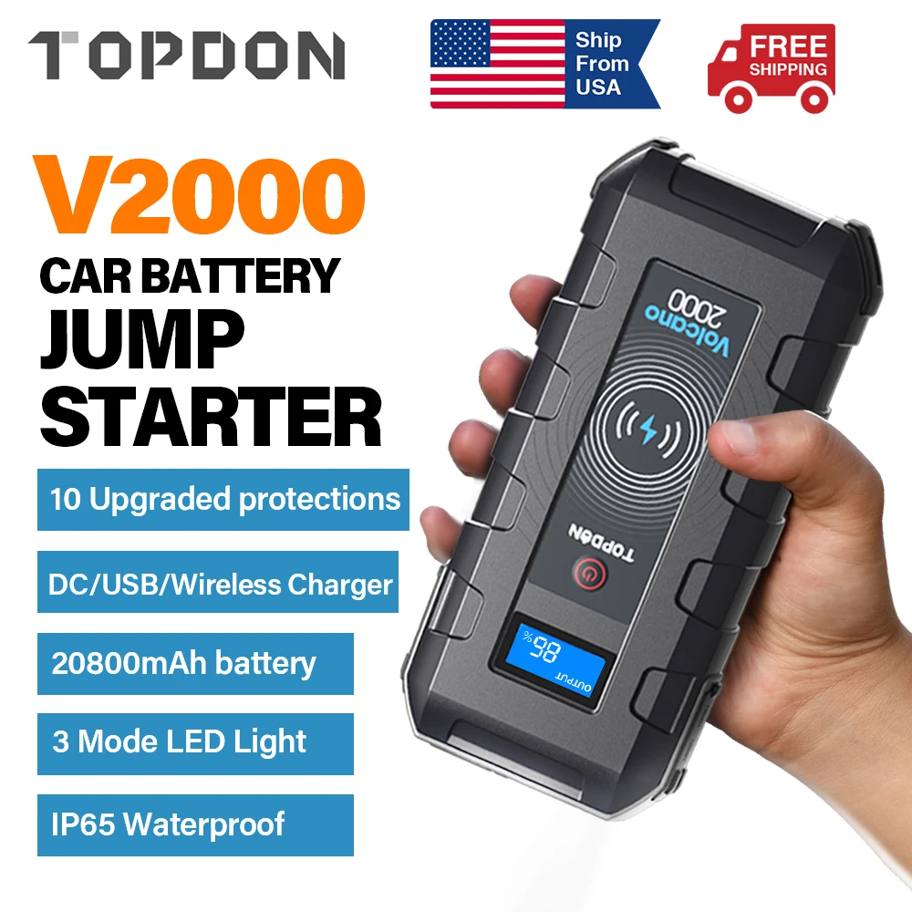 Пусковое устройство TOPDON V2000 20800 мАч а 12 В|Пусковое устройство| |