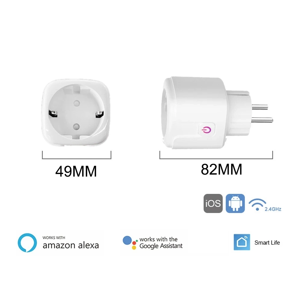 Wi Fi Smart Plug 16A ЕС Бразилия Tuya Беспроводной пульт дистанционного управления