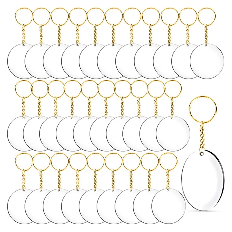 

72 Pcs Acrylic Keychain Blanks Clear Keychain Blanks with Key Chain Rings with Hole for DIY Projects and Crafts