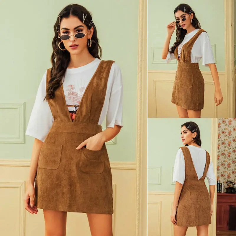 Новое модное женское вельветовое мини платье для школьниц коричневые платья без