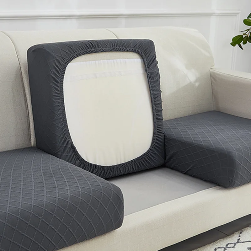 

Sofa Cushion Cover Plaid Polyester Slipcover For Living Room Funiture Protector Seat Cushion Elastic Solid Color For1/2/3/4 Seat