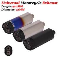 51mm universal motorcycle gp exhaust pipe escape moto modified muffler dual holes laser logo for er6n z900 nc750x f800gs cb400