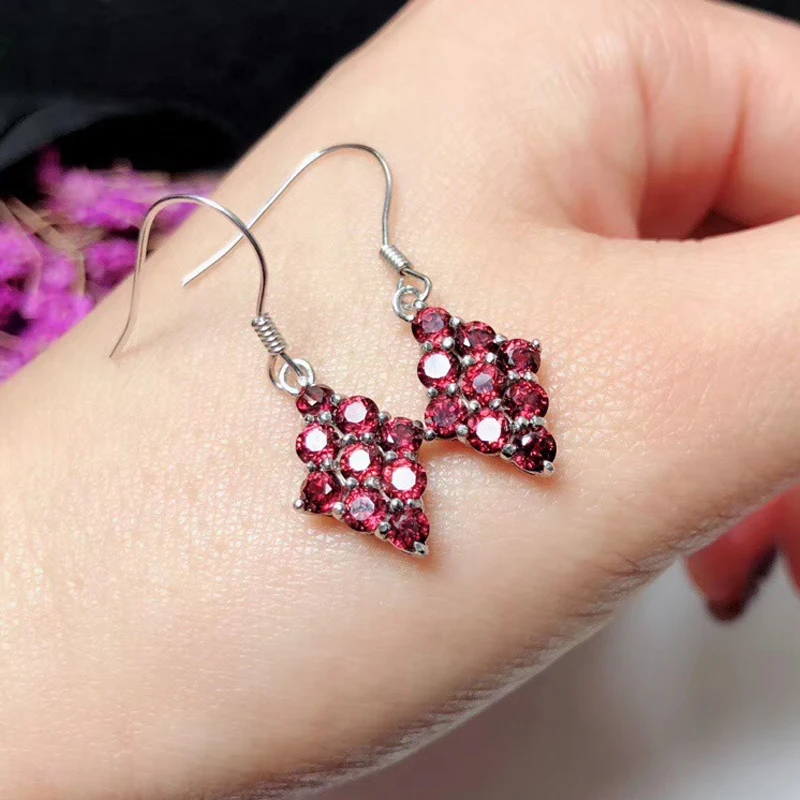 Ювелирные изделия colife натуральный гранат Висячие серьги для вечерние 18 шт. 925