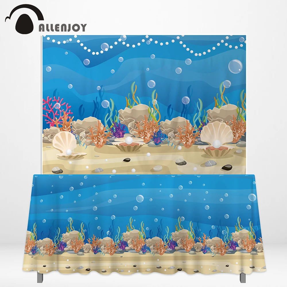 Allenjoy скатерть мультфильм фон Подводное море Русалка ракушка жемчуг водорослей