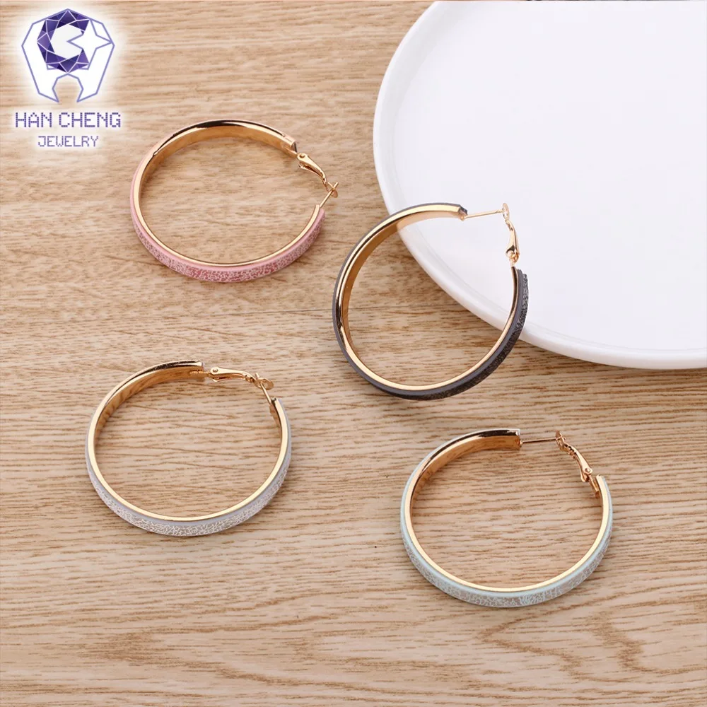 Новые модные трендовые классические кожаные серьги HanCheng с золотым покрытием
