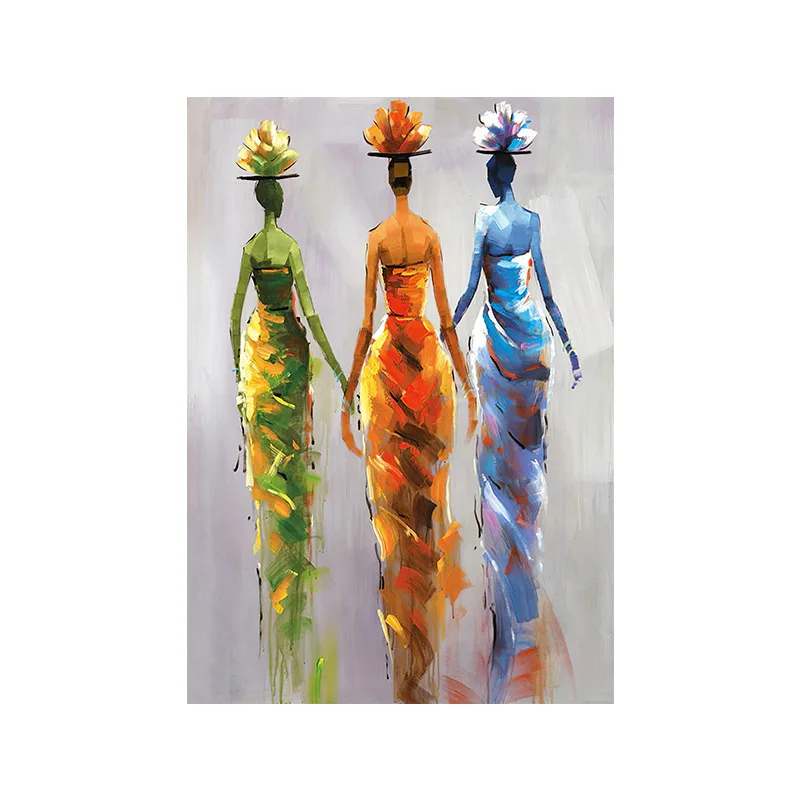 African Woman Portrait Oil Painting on Canvas Posters and Prints Scandinavian Art Wall Picture for Living Room Unframed Дом и сад