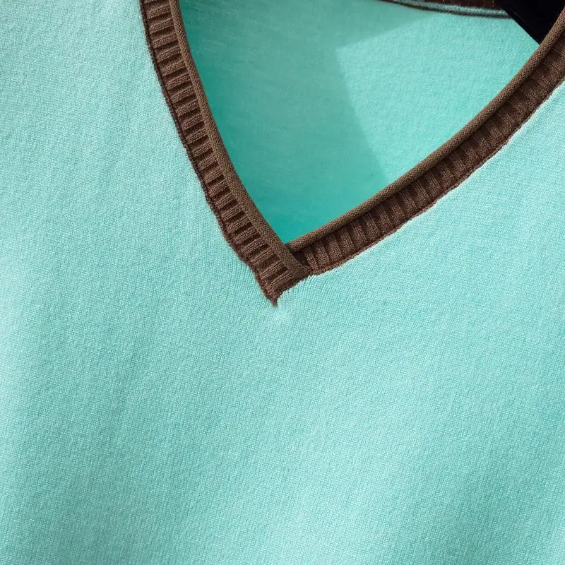 Женский трикотажный пуловер с V-образным вырезом и длинным рукавом - купить по