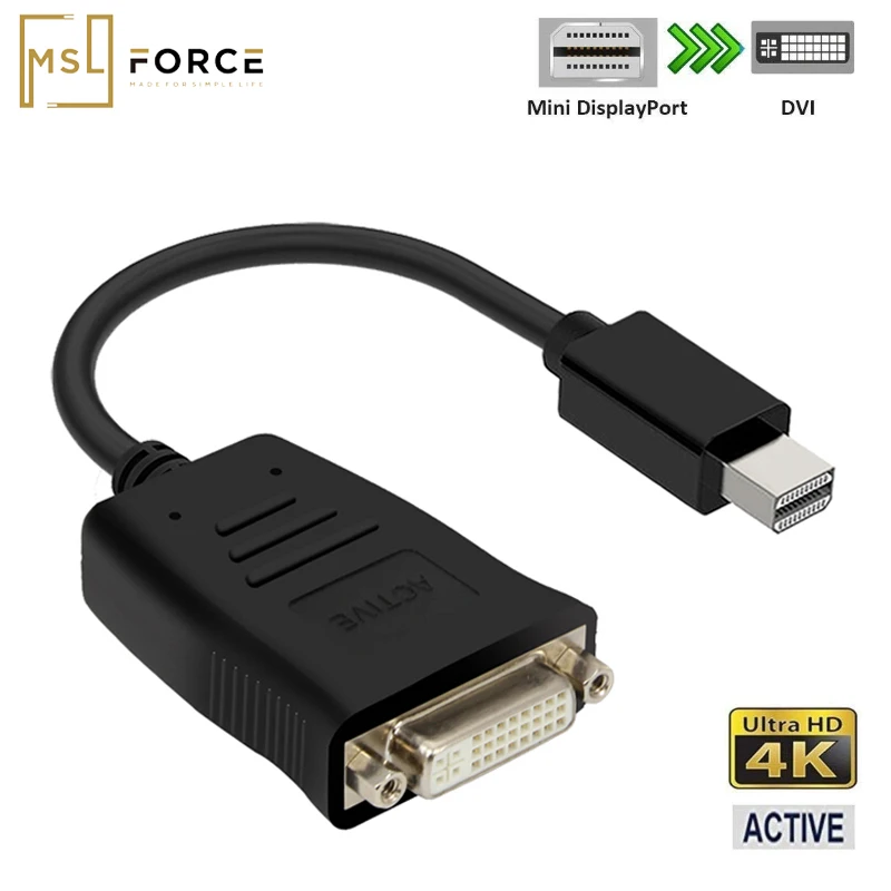 Переходник Mini DP DisplayPort-DVI с активным кабелем на гнездо конвертер Thunderbolt Для MacBook Pro