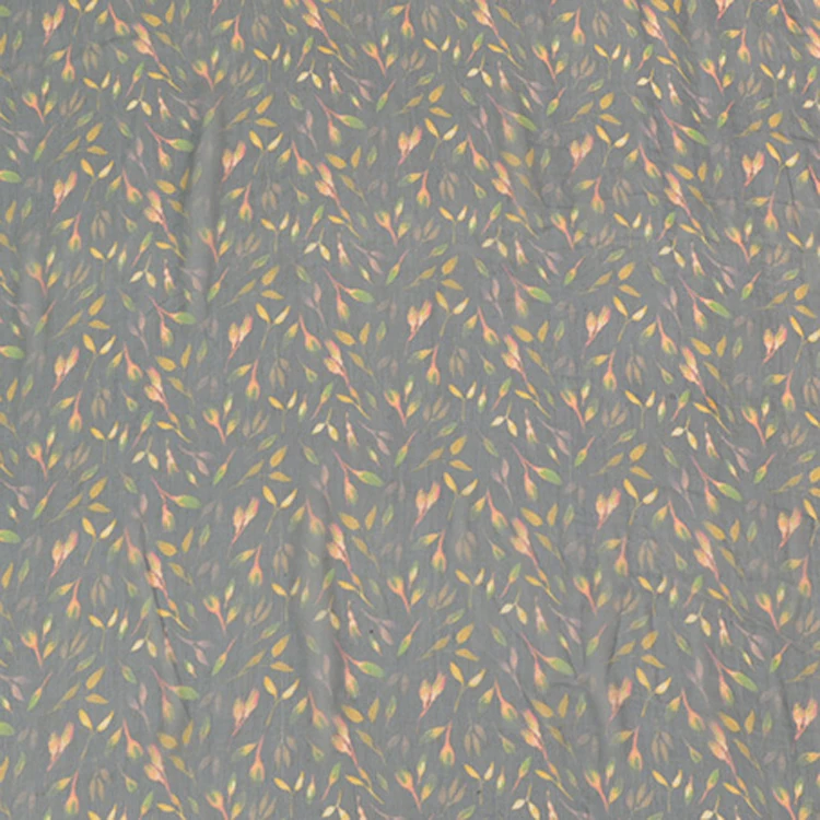 

Leaves print 100% pure silk fabric crinkle georgette gauze fabric sheer for pajamas,SCG728
