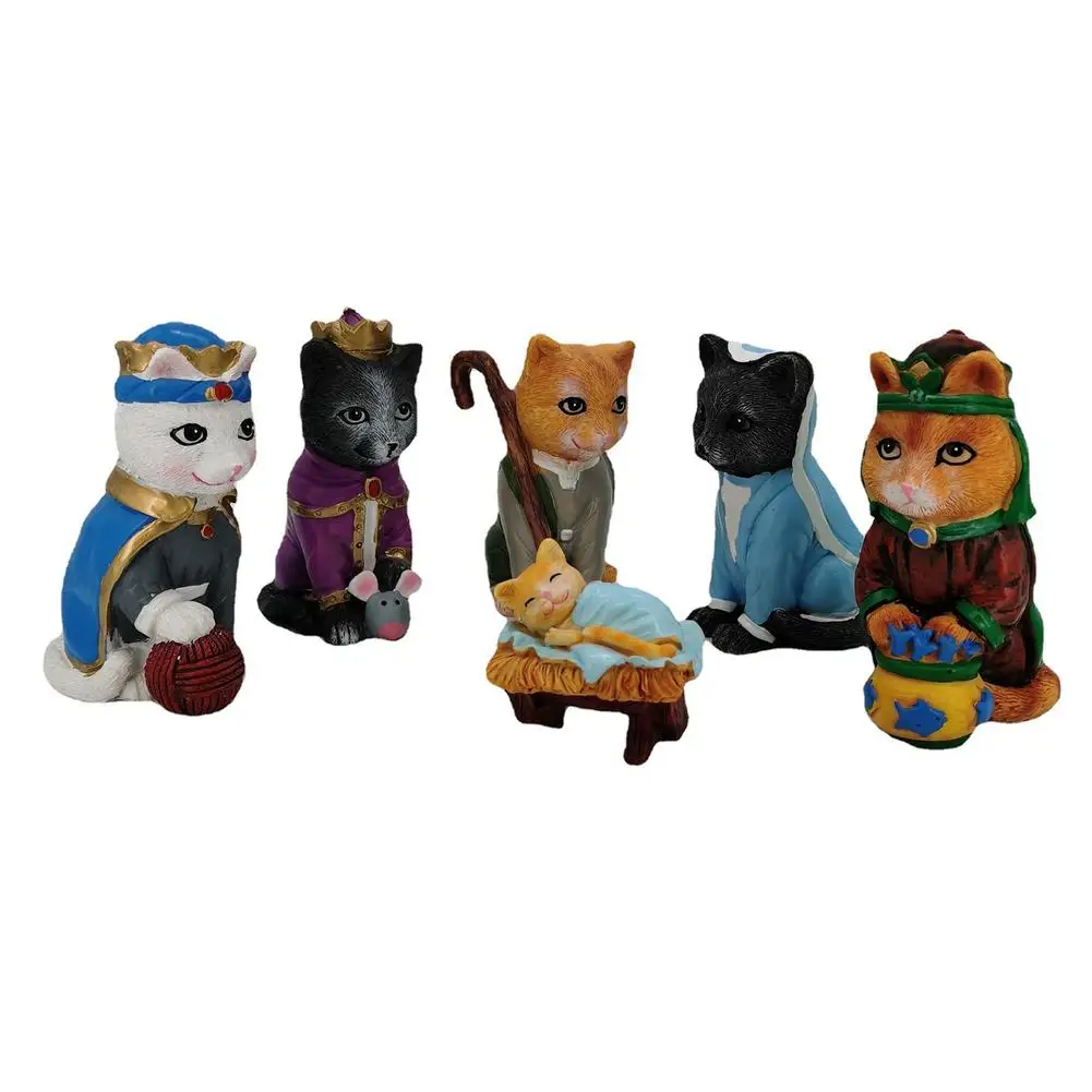 

Cat Nativity Set Figurines Nativity Scene Resin Decoration Cats Statue With Birth Of A Kitten Figurine Collection Home