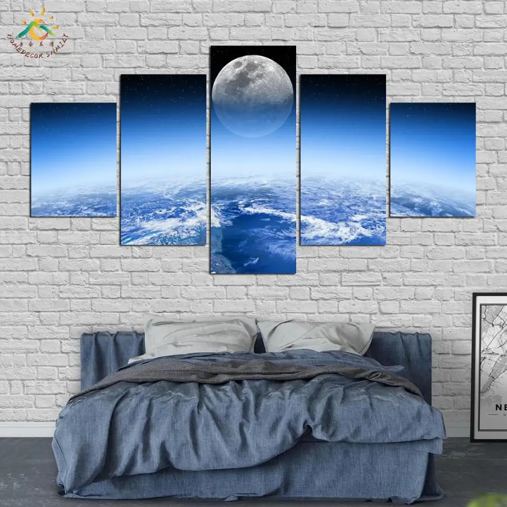 Skyline планета и Луна современный настенный художественный холст плакаты