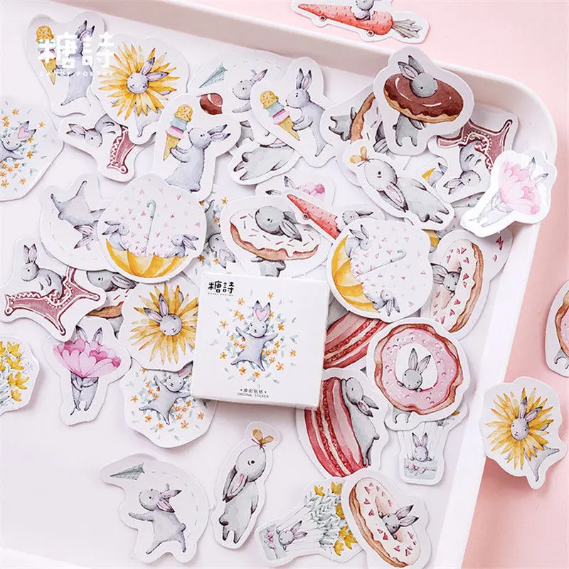 

45pcs/pack Moon Hare Totem Stationery Stickers Pack Posted It Kawaii Planner Scrapbooking Memo Stickers Escolar School Supplies