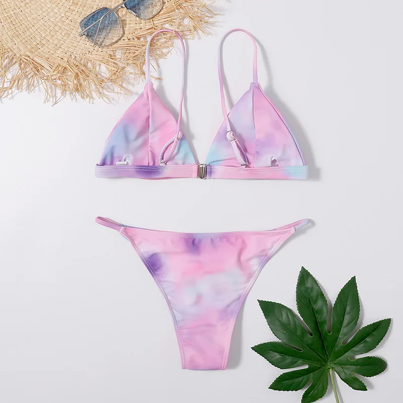 

Sexy Bikini Micro Women Swimsuit 2021 Tie Dye Mini Thong Bikinis Set Brazilian Swimming for Women Swimwear Female Bathing Suit
