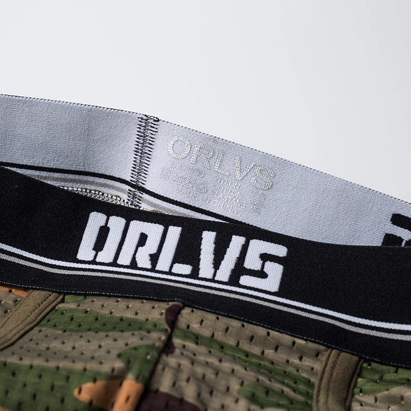 Мужские трусы брифы из сетчатой ткани черные камуфляжные дышащие с U образным